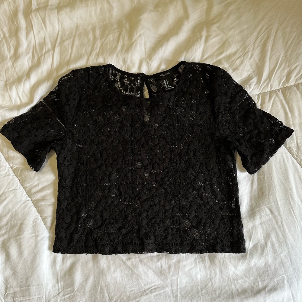 Black Lace Crop Top
